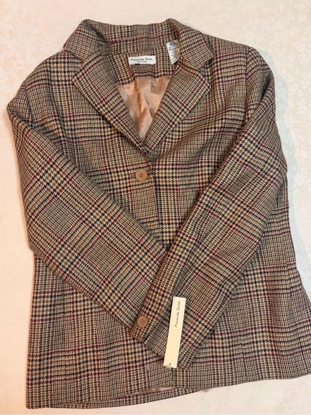 Amanda Smith Plaid wool Blazer Jacket vintage new with tags